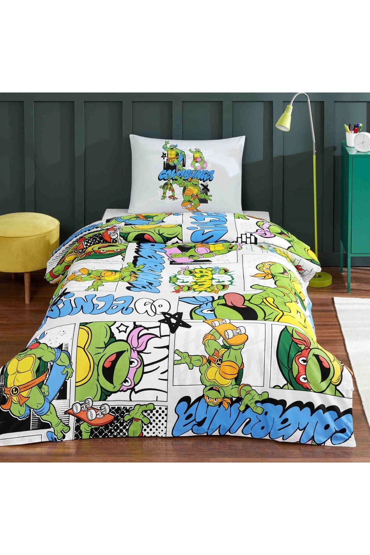 Lisanslı Ninja Turtles Four Tek Kişilik Pamuk Nevresim Takımı