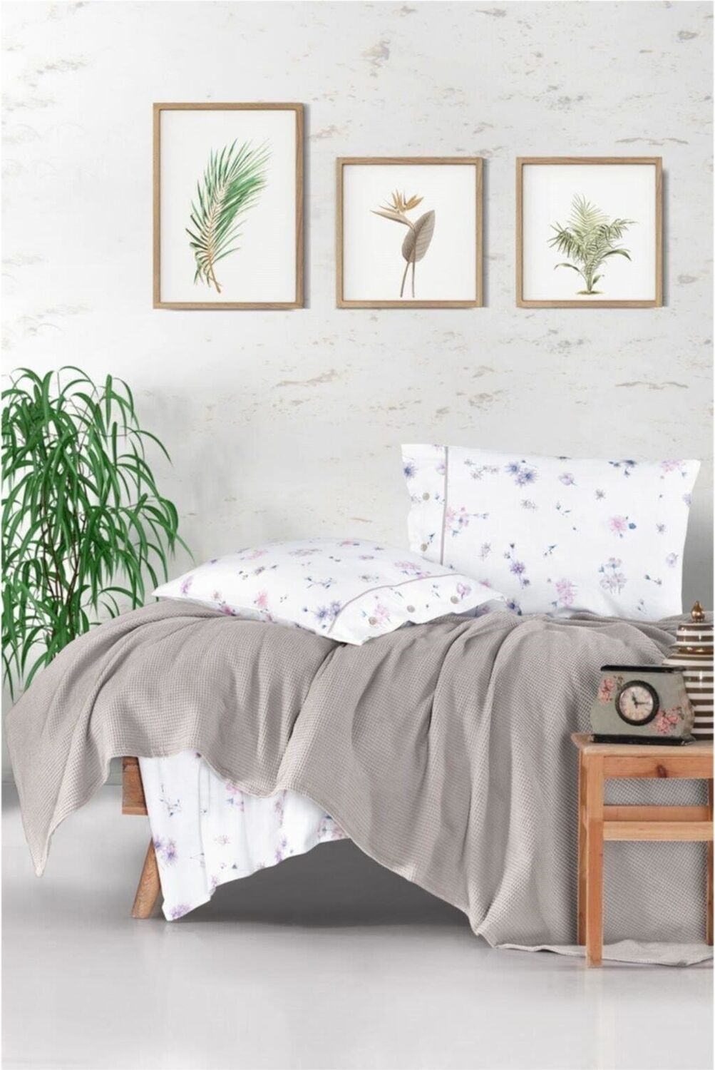 Clasy Çift Kişilik Butik Pike Takımı Metali V2 Kahve 220 x 240 cm