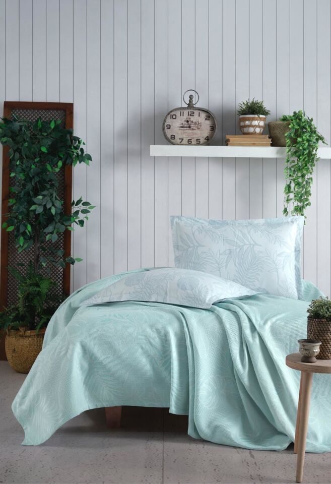 Clasy Çift Kişilik Jakarlı Pike Takımı Mentha V4 Mint