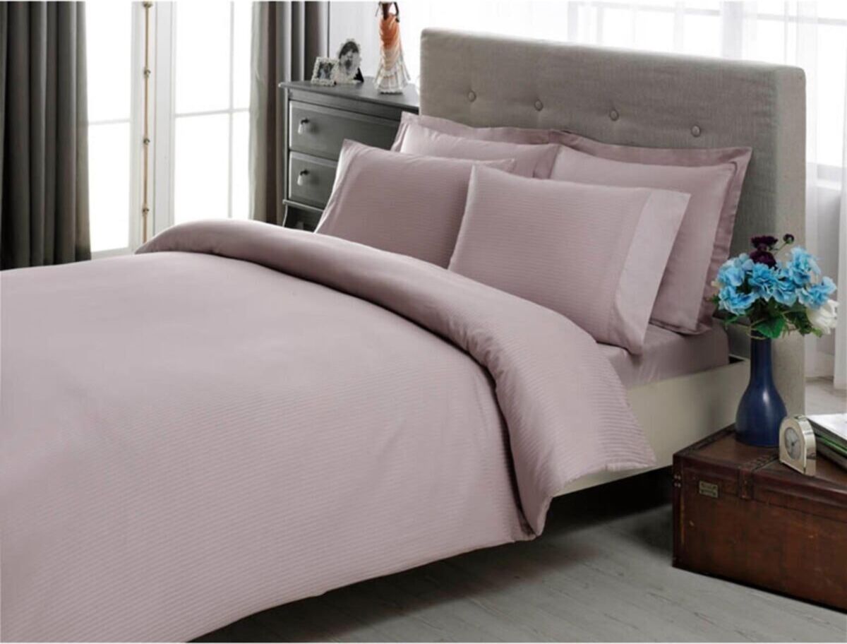 Taç Premium Basic Lila Stripe Çift Kişilik Nevresim Takımı