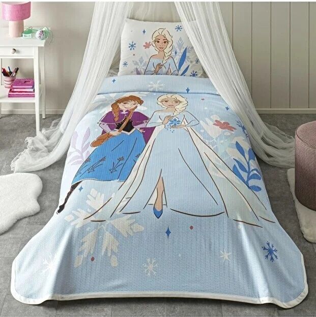 Taç Ranforce Tek Kişilik Lisanlı Pike Takımı Frozen Family