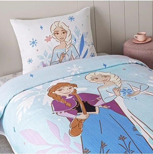 Taç Ranforce Tek Kişilik Lisanlı Pike Takımı Frozen Family