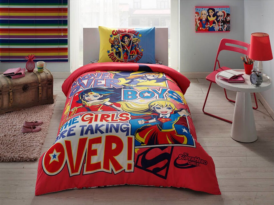 Taç Tek Kişilik Super Hero Girls Nevresim Takımı