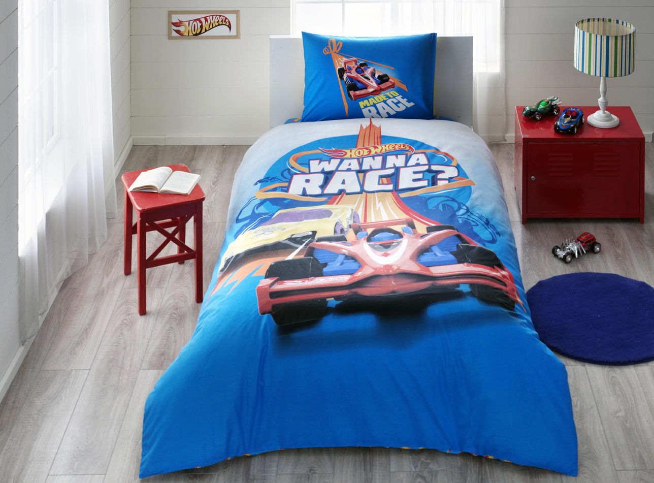 Taç Lisanslı Tek Kişilik Nevresm Takımı Minnie Hotwheels Race