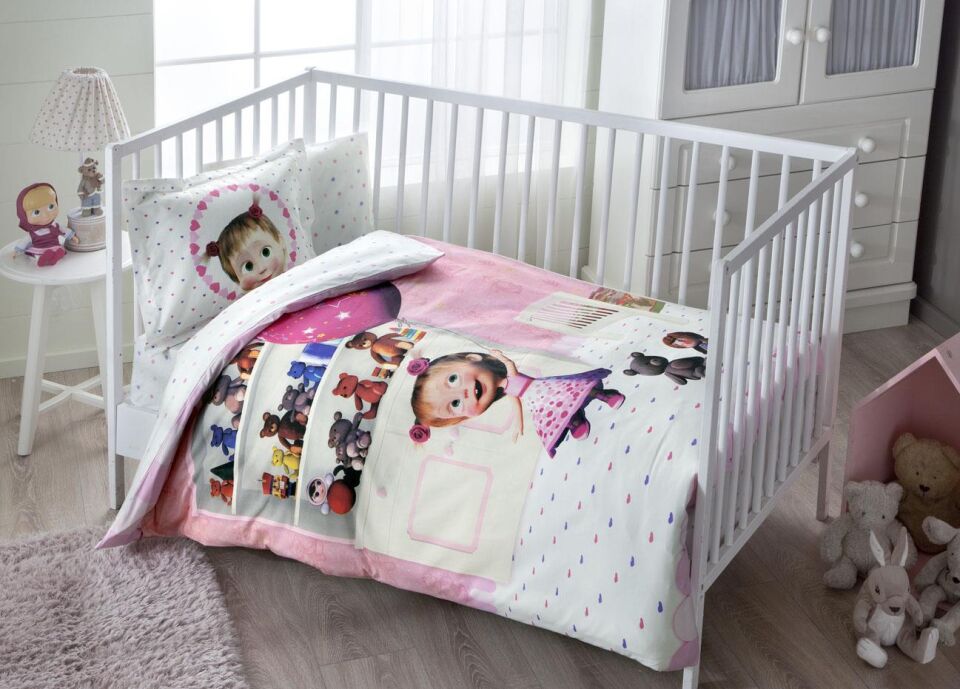 Taç Lisanslı Bebek Nevresim Takımı Masha And The Bear Baby