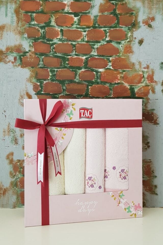 Taç Hamam Seti Edita Pembe & Ekru