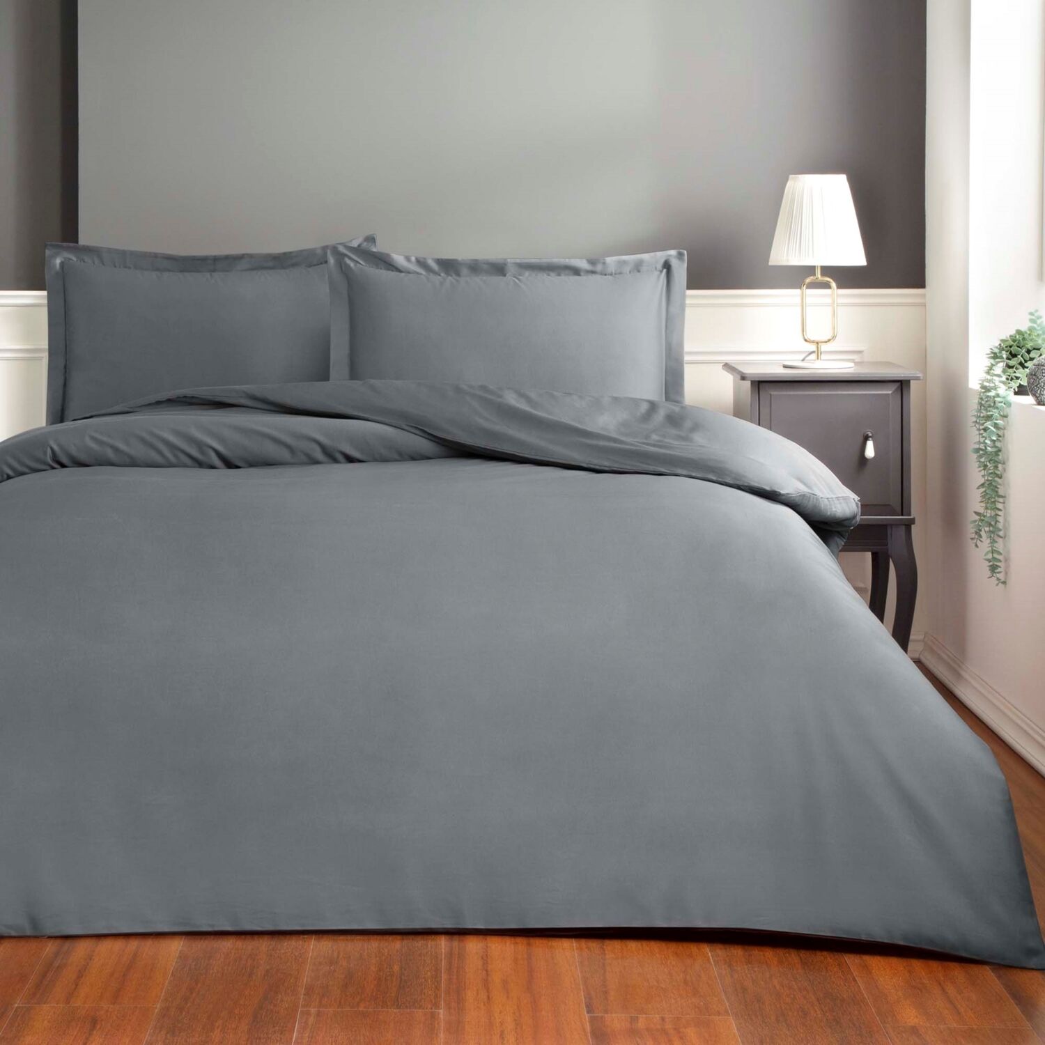 Taç Color Dreams Çift Kişilik Saten Basic Nevresim Takımı Antrasit