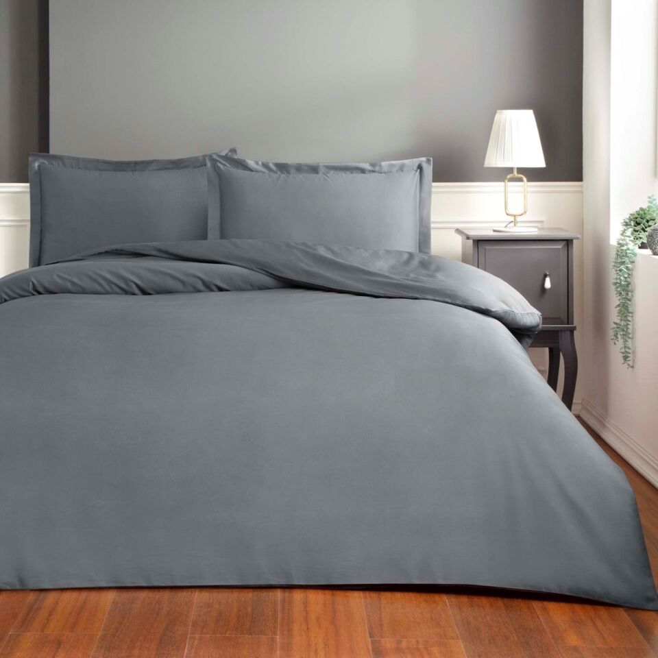 Taç Color Dreams Çift Kişilik Saten Basic Nevresim Takımı Antrasit