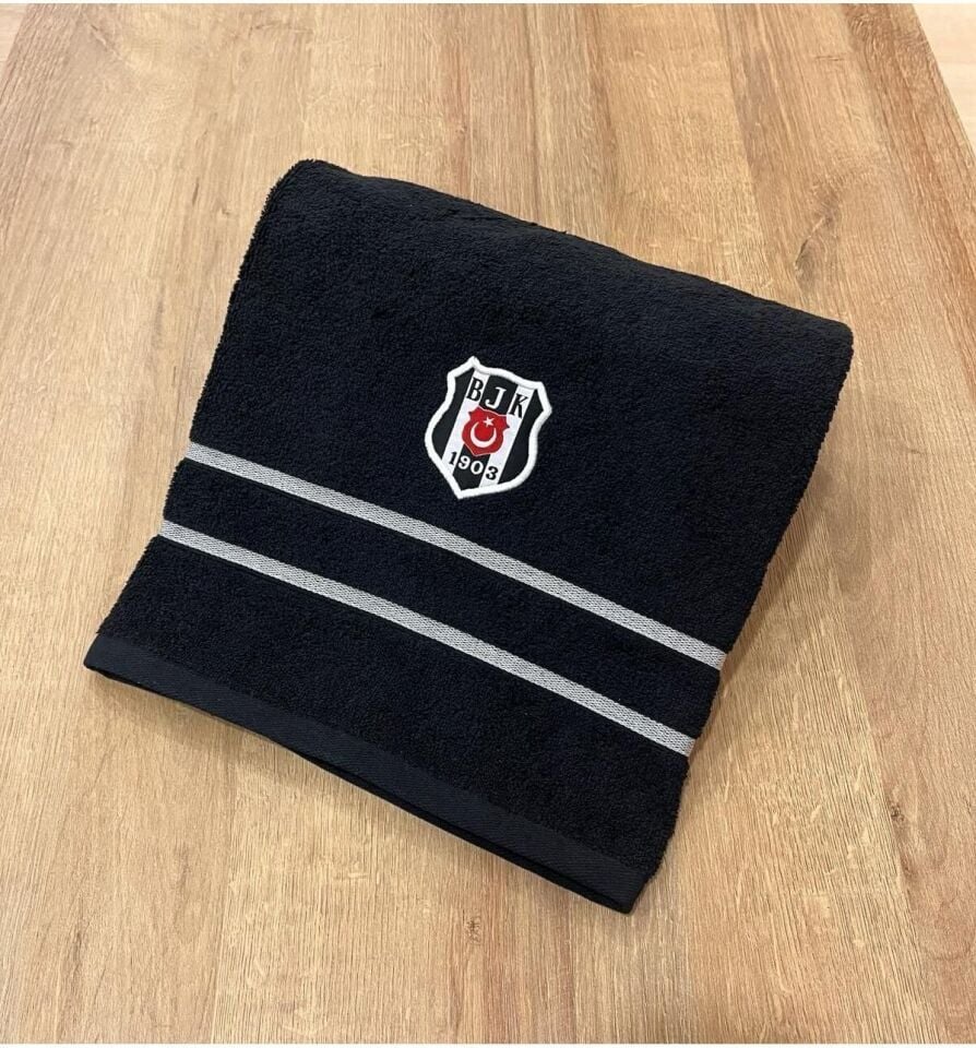 Taç Lisanslı Beşiktaş Arma Banyo Havlusu Siyah