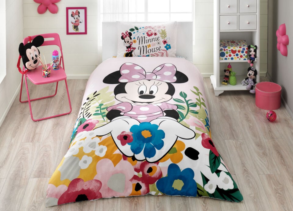 Taç Minnie Mouse Glitter Lisanslı Tek Kişilik Nevresim Takımı