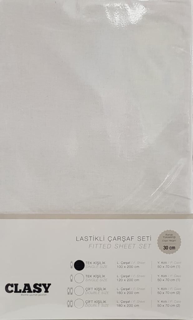 Clasy Tek Kişilik Lastikli Çarşaf Seti V1 Ekru