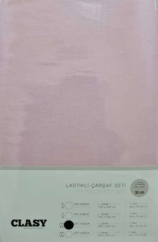 Clasy Lastikli Çarşaf Takımı Çift Kişilik V12 Pembe