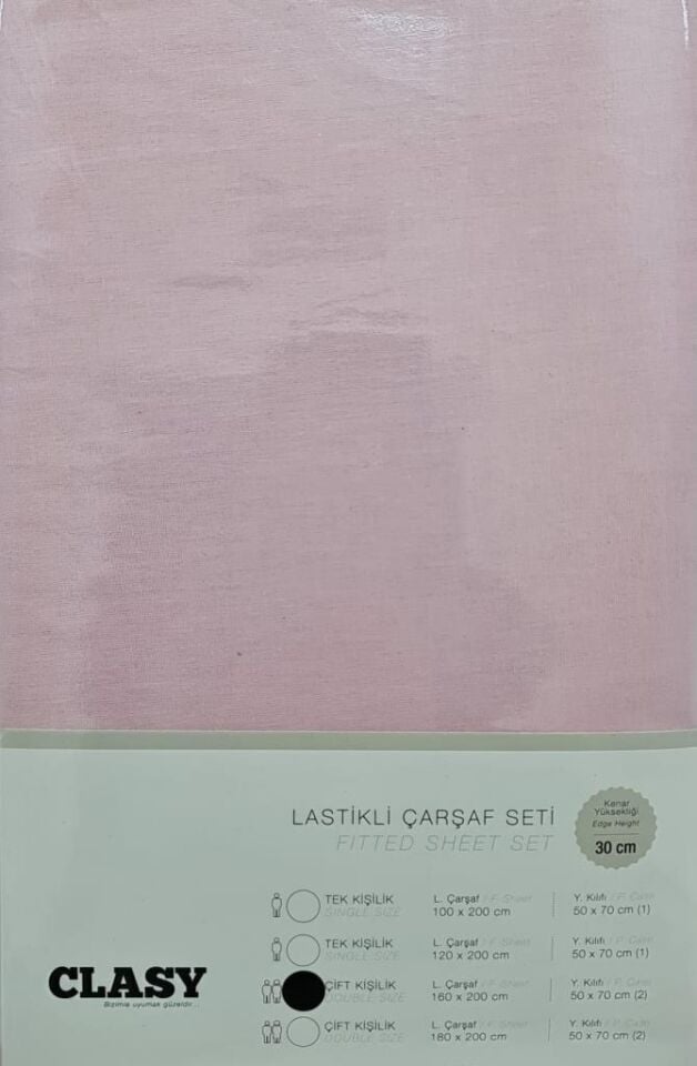 Clasy Lastikli Çarşaf Takımı Çift Kişilik V12 Pembe