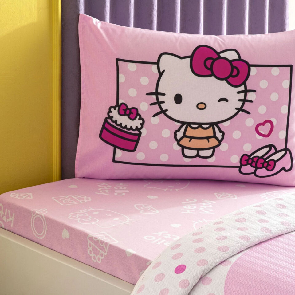 Taç Lisanslı Hello Kitty & Friends Pamuk Tek Kişilik Nevresim Takımı