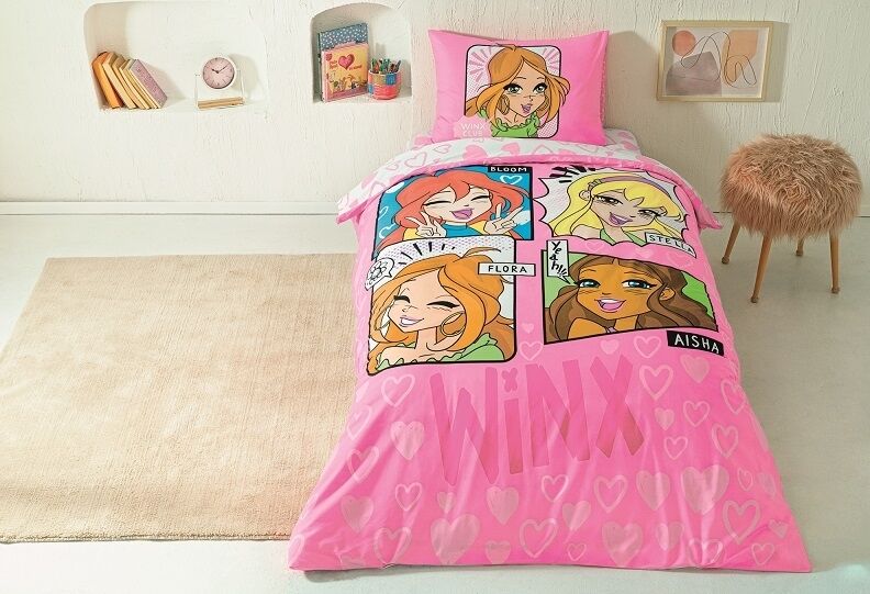 Taç Lisanslı Winx Girls Club Pamuk Tek Kişilik Nevresim Takımı