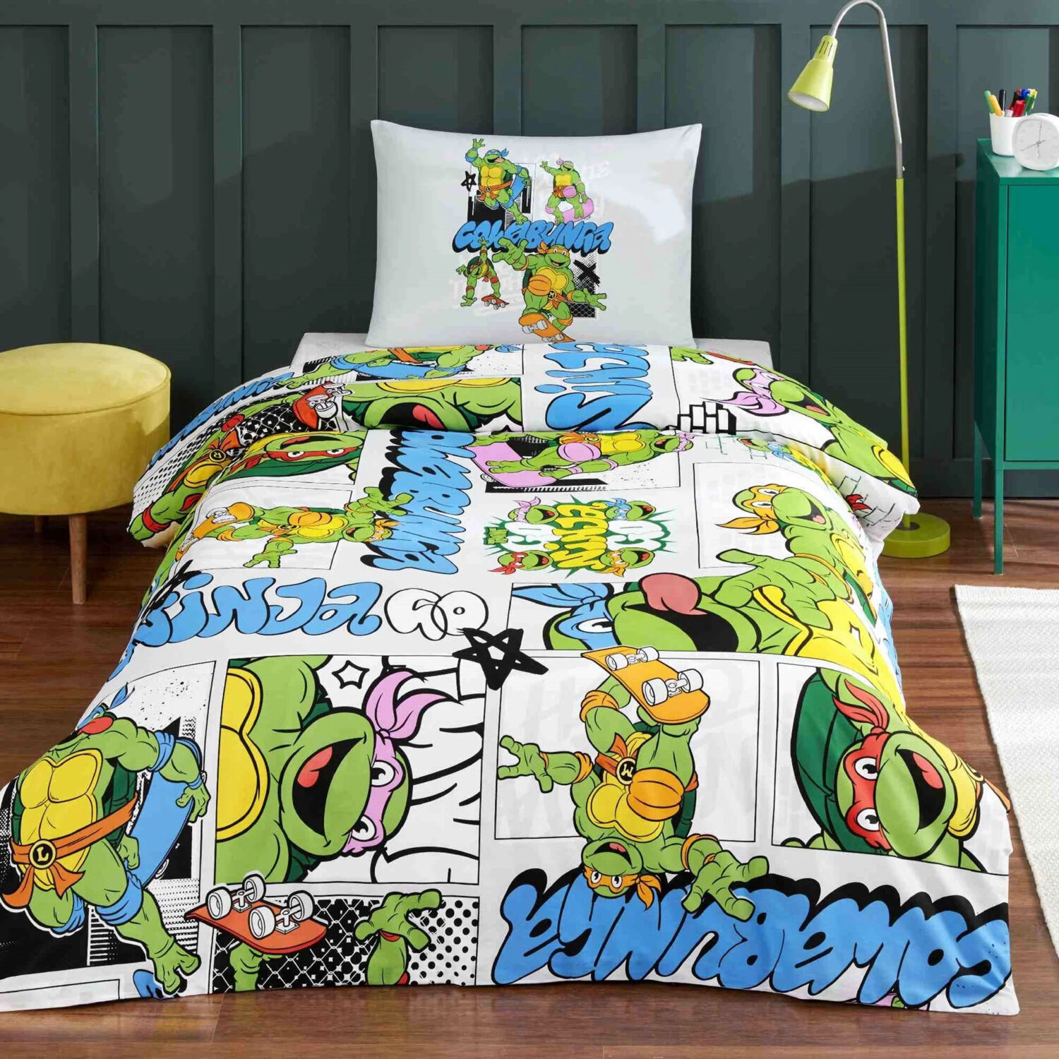 Taç - Ninja Turtles Four Tek Kişilik Lisanslı Nevresim Tk.