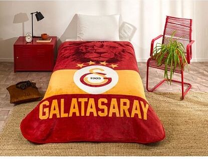 Taç Galatasaray Klasik Aslan Lisanslı Tek Kişilik Polyester Battaniye 160 x 220 cm Desenli