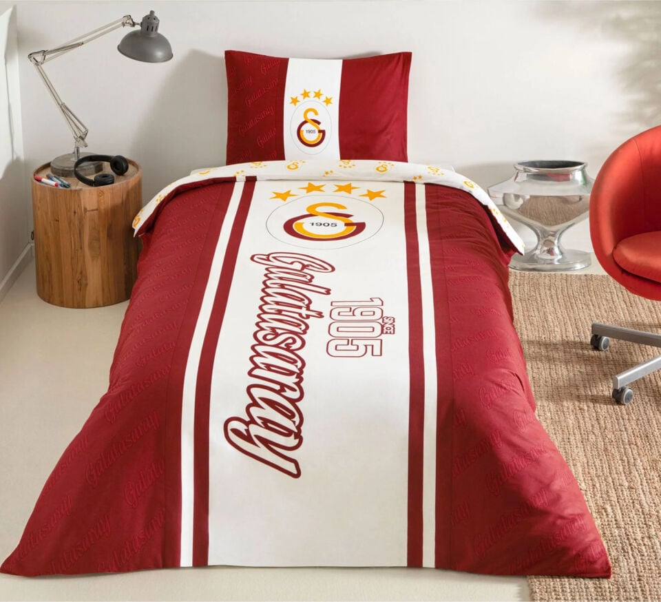 Taç Galatasaray 1905 Glow Tek Kişilik 120X200 Lastikli Çarşaflı Nevresim Takımı