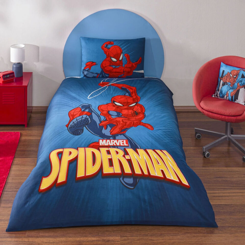 Taç Lisanslı Spiderman Classical Tek Kişilik Pamuk Nevresim Takımı