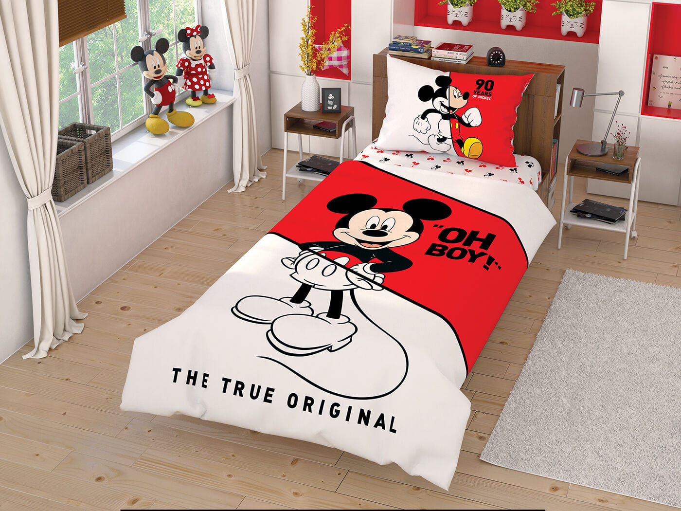 Taç Lisanslı Mickey Çek Canlandır Desenli Tek Kişilik Nevresim Takımı Renkli 160 x 220 cm