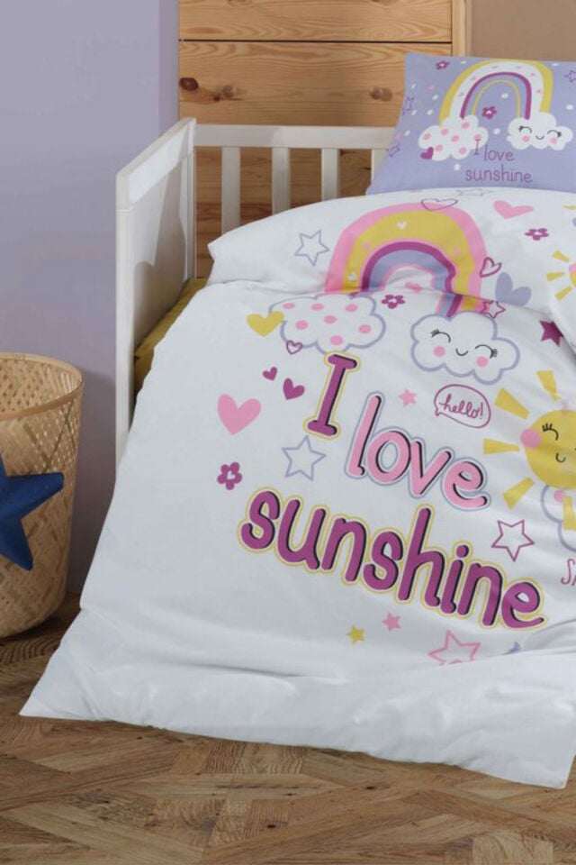 Clasy Sun Love Sarı %100 Pamuk Bebek Nevresim Takımı