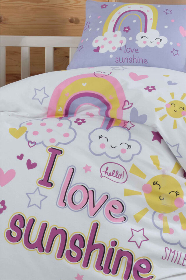 Clasy Sun Love Sarı %100 Pamuk Bebek Nevresim Takımı