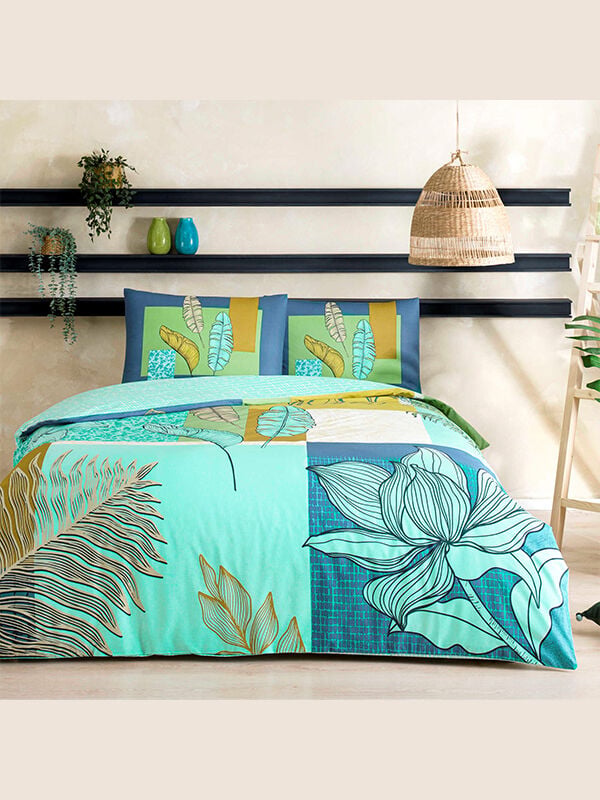 Taç Genç Modası Nevresim Takımı Monstera Mint Tek Kişilik