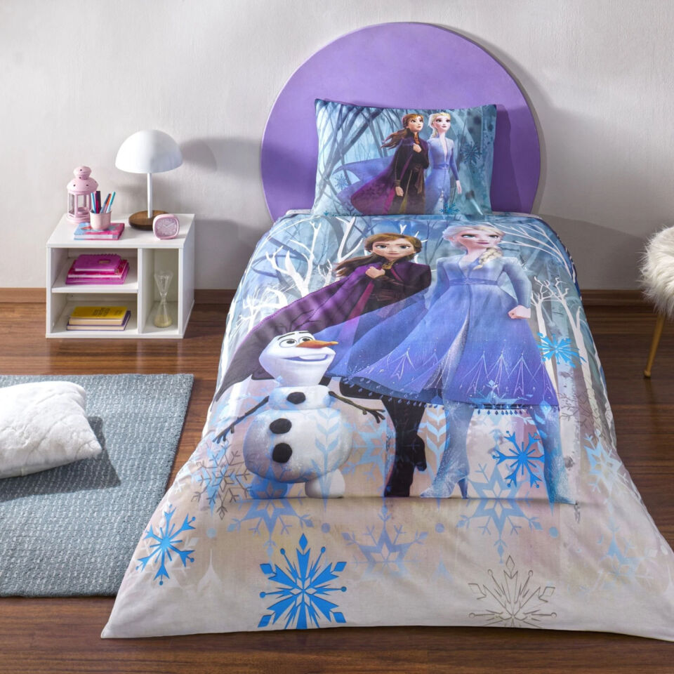 Taç Lisanslı Disney Frozen Winter Tek Kişilik Pamuk Nevresim Takımı
