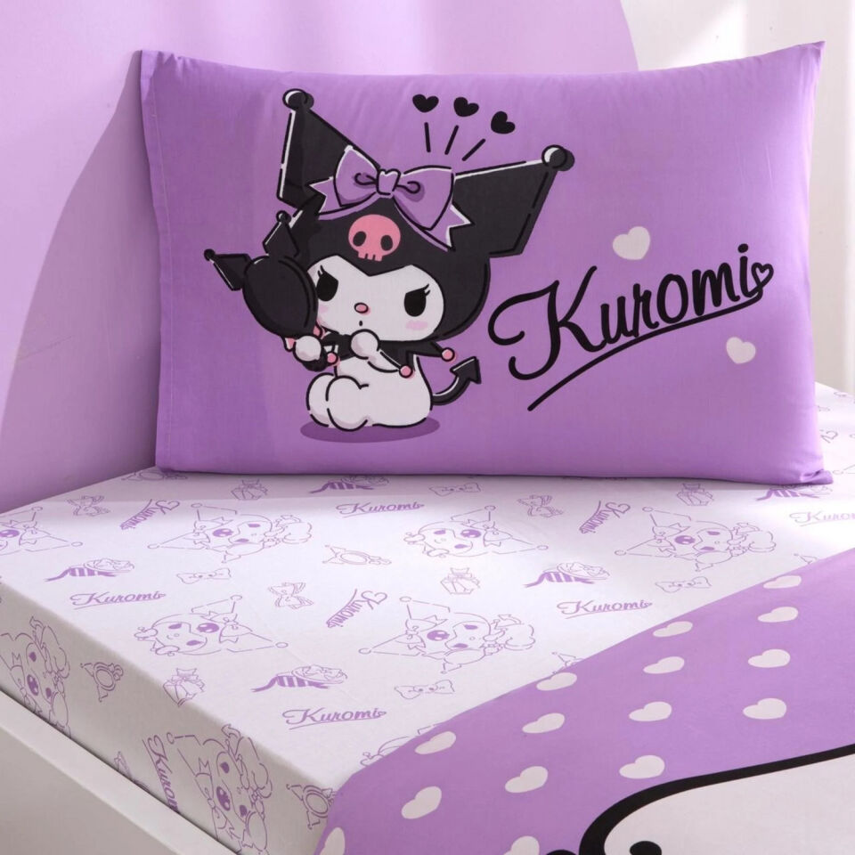 Taç Lisanslı Kuromi Tek Kişilik Pamuklu Nevresim Takımı