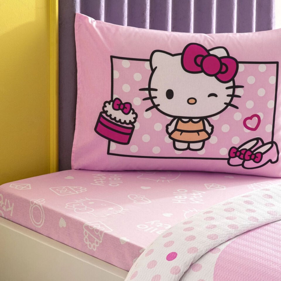 Taç Lisanslı Hello Kitty & Friends Pamuk Tek Kişilik Nevresim Takımı