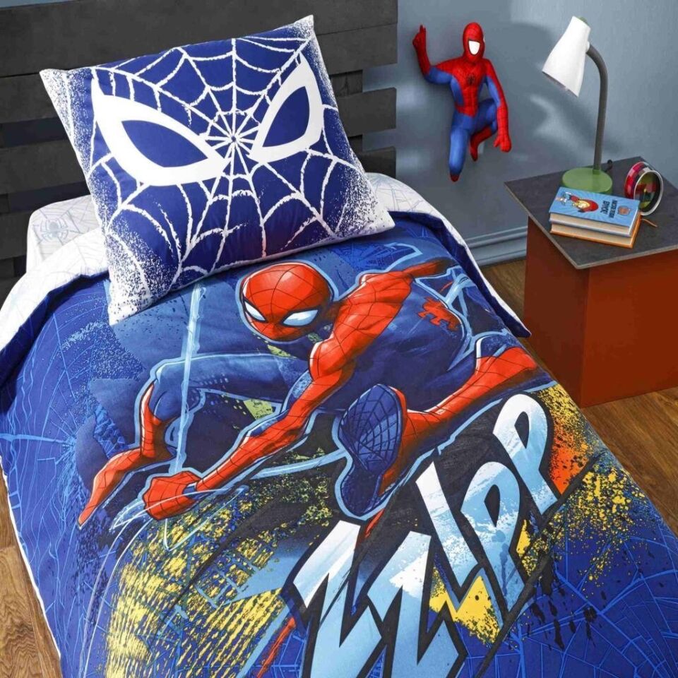 Taç Tek Kişilik Lisanslı Nevresim Takımı Spiderman Blue City