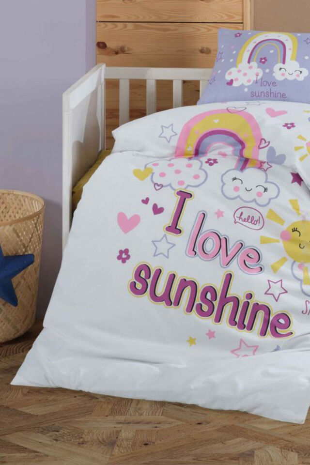 Clasy Sun Love Sarı %100 Pamuk Bebek Nevresim Takımı
