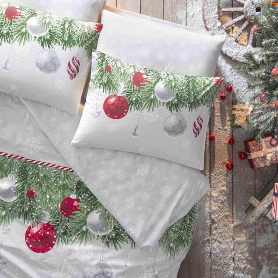 Taç Yeni Sezon Ranforce Çift Kişilik Nevresim Takımı Snowflake